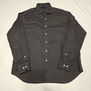 Peter Millar Collection Shirt Men XL Long Sleeve Dark Gray Tiny Geometric